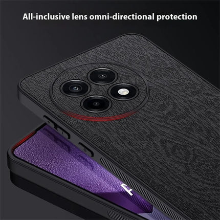 For OnePlus Ace 5 5G Case Wood Texture PU Leather Coated PC TPU Phone Cover