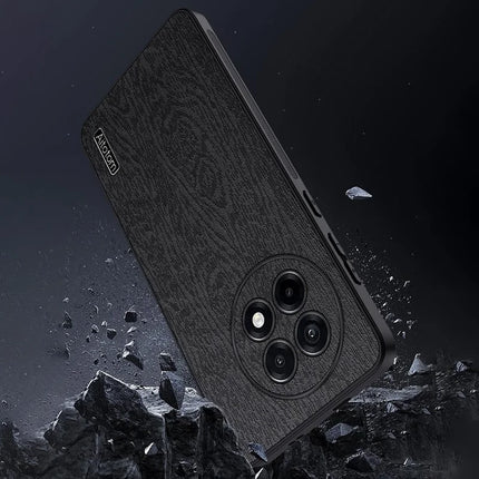 For OnePlus Ace 5 5G Case Wood Texture PU Leather Coated PC TPU Phone Cover