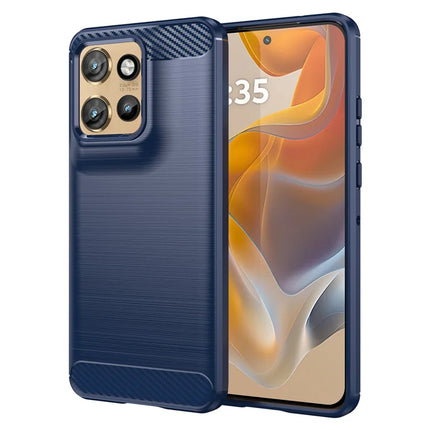 For Motorola Edge 50 Neo 5G / Moto S50 5G / ThinkPhone 25 5G Case Carbon Fiber Texture Brushed Phone Back Cover - Blue
