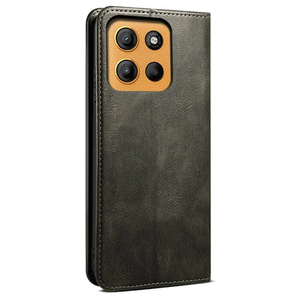 For Motorola Moto G15 4G Case Crazy Horse Texture Waxy Leather Wallet Stand Phone Cover