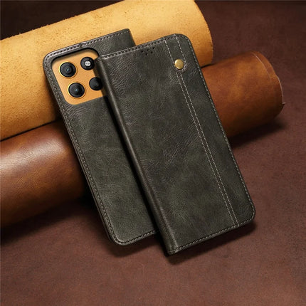 For Motorola Moto G15 4G Case Crazy Horse Texture Waxy Leather Wallet Stand Phone Cover