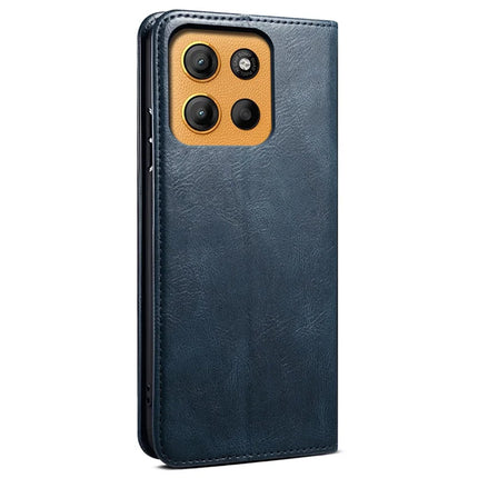 For Motorola Moto G15 4G Case Crazy Horse Texture Waxy Leather Wallet Stand Phone Cover