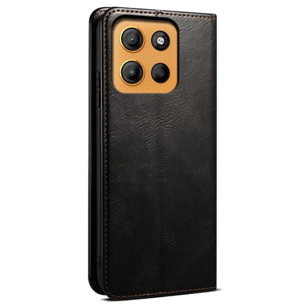 For Motorola Moto G15 4G Case Crazy Horse Texture Waxy Leather Wallet Stand Phone Cover