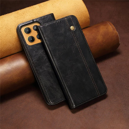 For Motorola Moto G15 4G Case Crazy Horse Texture Waxy Leather Wallet Stand Phone Cover