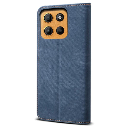 For Motorola Moto G15 4G Case Jeans Cloth Texture Anti-Scratch Leather Stand Phone Cover
