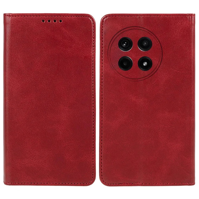 For OnePlus Ace 5 5G / Ace 5 Pro 5G Case Strong Magnetic PU Leather Phone Cover Calf Texture - Red