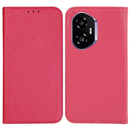 For Honor 300 Case Cross Texture Leather Phone Cover Hidden Magnetic - Pink