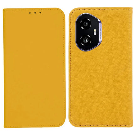 For Honor 300 Case Cross Texture Leather Phone Cover Hidden Magnetic - Yellow