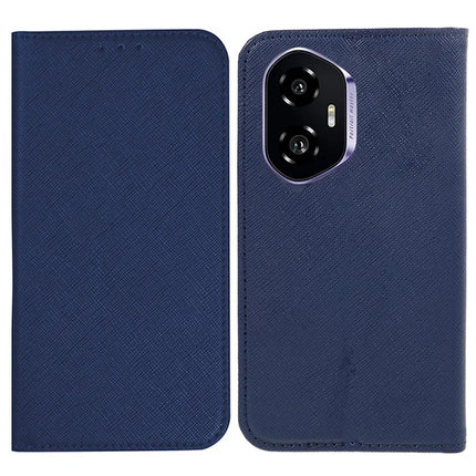 For Honor 300 Case Cross Texture Leather Phone Cover Hidden Magnetic - Dark Blue
