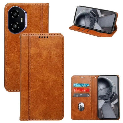 For Honor 300 Case Hidden Magnetic Closure Calf Texture Leather Phone Cover - Yellow
