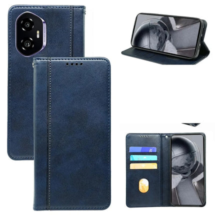 For Honor 300 Case Hidden Magnetic Closure Calf Texture Leather Phone Cover - Blue