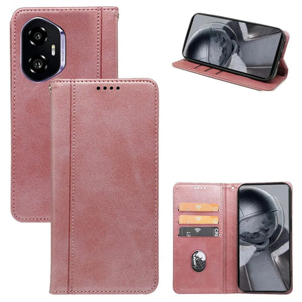 For Honor 300 Case Hidden Magnetic Closure Calf Texture Leather Phone Cover - Rose Gold