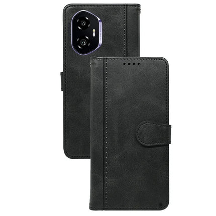 For Honor 300 Case Calf Texture Leather Stand Book Style Phone Cover - Black