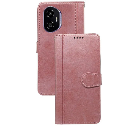 For Honor 300 Case Calf Texture Leather Stand Book Style Phone Cover - Rose Gold
