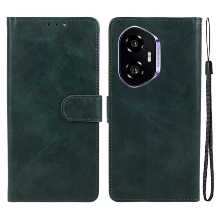 For Honor 300 Case PU Leather Wallet Protective Phone Cover Calf Texture - Midnight Green