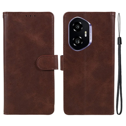 For Honor 300 Case PU Leather Wallet Protective Phone Cover Calf Texture - Brown
