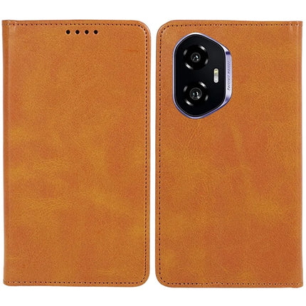 For Honor 300 Case Strong Magnetic PU Leather Phone Cover Calf Texture - Khaki