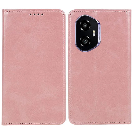 For Honor 300 Case Strong Magnetic PU Leather Phone Cover Calf Texture - Rose Gold
