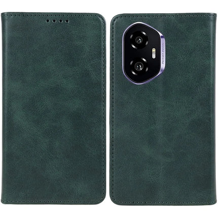 For Honor 300 Case Strong Magnetic PU Leather Phone Cover Calf Texture - Green