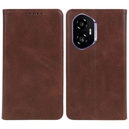 For Honor 300 Case Strong Magnetic PU Leather Phone Cover Calf Texture - Brown