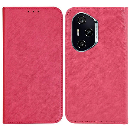 For Honor 300 Pro Case Cross Texture Leather Phone Cover Hidden Magnetic - Pink