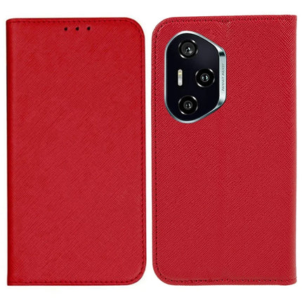 For Honor 300 Pro Case Cross Texture Leather Phone Cover Hidden Magnetic - Red