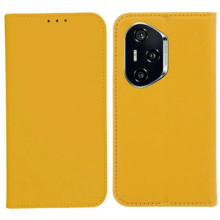 For Honor 300 Pro Case Cross Texture Leather Phone Cover Hidden Magnetic - Yellow