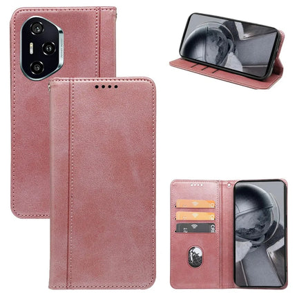 For Honor 300 Pro Case Hidden Magnetic Closure Calf Texture Leather Phone Cover - Rose Gold
