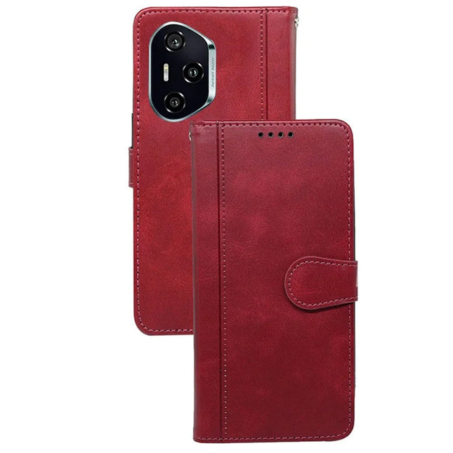 For Honor 300 Pro Case Calf Texture Leather Stand Book Style Phone Cover - Red