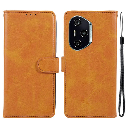 For Honor 300 Pro Case PU Leather Wallet Protective Phone Cover Calf Texture - Khaki