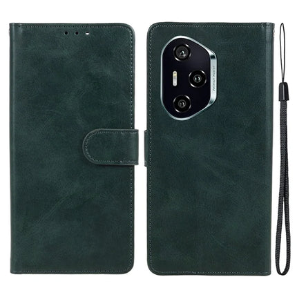 For Honor 300 Pro Case PU Leather Wallet Protective Phone Cover Calf Texture - Midnight Green