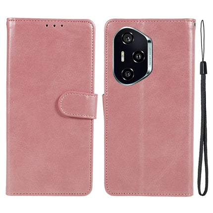 For Honor 300 Pro Case PU Leather Wallet Protective Phone Cover Calf Texture - Rose Gold