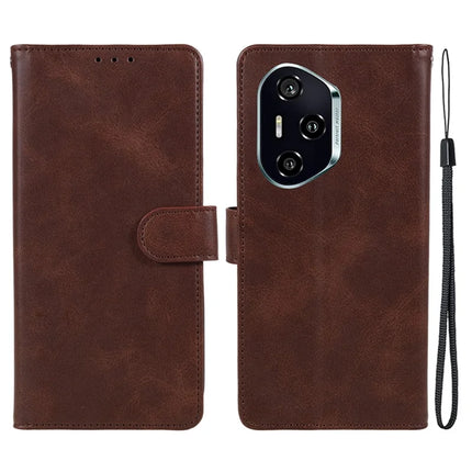 For Honor 300 Pro Case PU Leather Wallet Protective Phone Cover Calf Texture - Brown