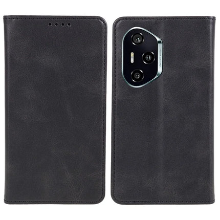 For Honor 300 Pro Case Strong Magnetic PU Leather Phone Cover Calf Texture - Black