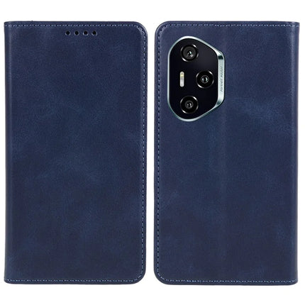 For Honor 300 Pro Case Strong Magnetic PU Leather Phone Cover Calf Texture - Blue