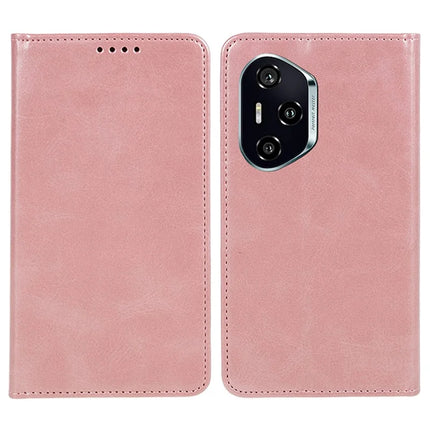 For Honor 300 Pro Case Strong Magnetic PU Leather Phone Cover Calf Texture - Rose Gold