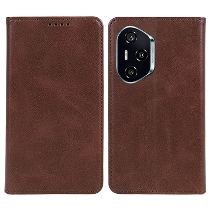 For Honor 300 Pro Case Strong Magnetic PU Leather Phone Cover Calf Texture - Brown