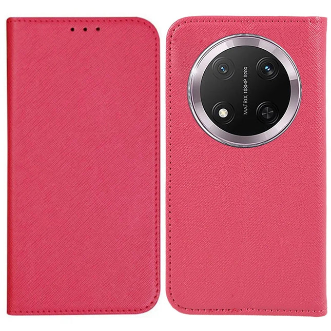 For Honor Magic7 Lite 5G / X9c 5G / X60 Pro 5G Case Cross Texture Leather Phone Cover Hidden Magnetic - Pink