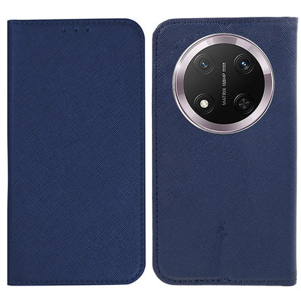 For Honor Magic7 Lite 5G / X9c 5G / X60 Pro 5G Case Cross Texture Leather Phone Cover Hidden Magnetic - Dark Blue