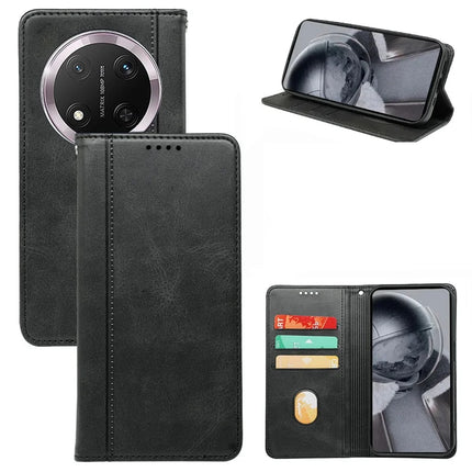 For Honor Magic7 Lite 5G / X9c 5G / X60 Pro 5G Case Hidden Magnetic Closure Calf Texture Leather Phone Cover - Black
