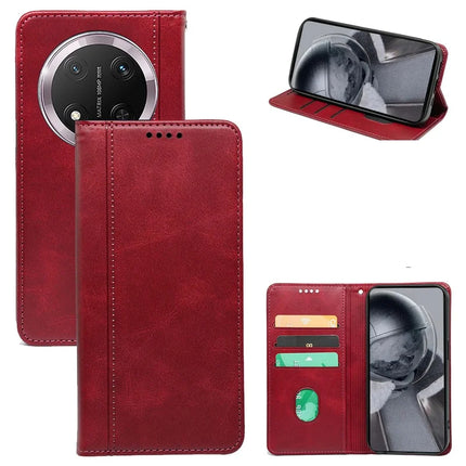 For Honor Magic7 Lite 5G / X9c 5G / X60 Pro 5G Case Hidden Magnetic Closure Calf Texture Leather Phone Cover - Red