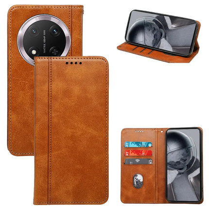 For Honor Magic7 Lite 5G / X9c 5G / X60 Pro 5G Case Hidden Magnetic Closure Calf Texture Leather Phone Cover - Yellow