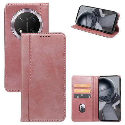 For Honor Magic7 Lite 5G / X9c 5G / X60 Pro 5G Case Hidden Magnetic Closure Calf Texture Leather Phone Cover - Rose Gold