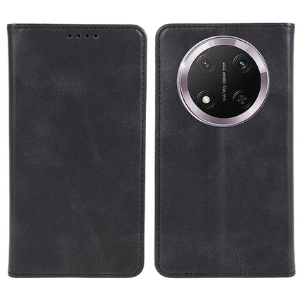 For Honor Magic7 Lite 5G / X9c 5G / X60 Pro 5G Case Strong Magnetic PU Leather Phone Cover Calf Texture - Black