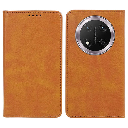 For Honor Magic7 Lite 5G / X9c 5G / X60 Pro 5G Case Strong Magnetic PU Leather Phone Cover Calf Texture - Khaki