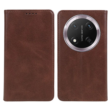 For Honor Magic7 Lite 5G / X9c 5G / X60 Pro 5G Case Strong Magnetic PU Leather Phone Cover Calf Texture - Brown