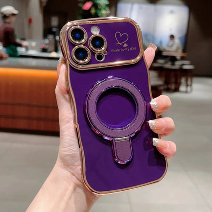 For iPhone 16 Pro Max Case with Kickstand TPU Phone Back Cover Curly Shape Love Heart