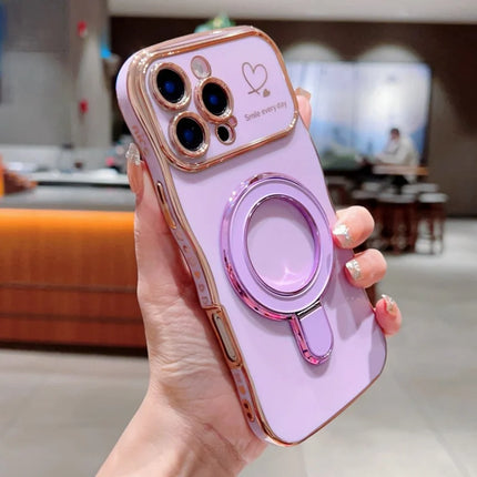 For iPhone 16 Pro Max Case with Kickstand TPU Phone Back Cover Curly Shape Love Heart
