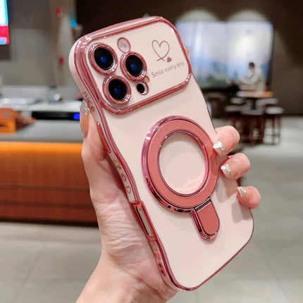 For iPhone 16 Pro Max Case with Kickstand TPU Phone Back Cover Curly Shape Love Heart