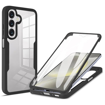 For Samsung Galaxy A26 5G Case Acrylic+TPU Clear Phone Cover with PET Screen Film - Black